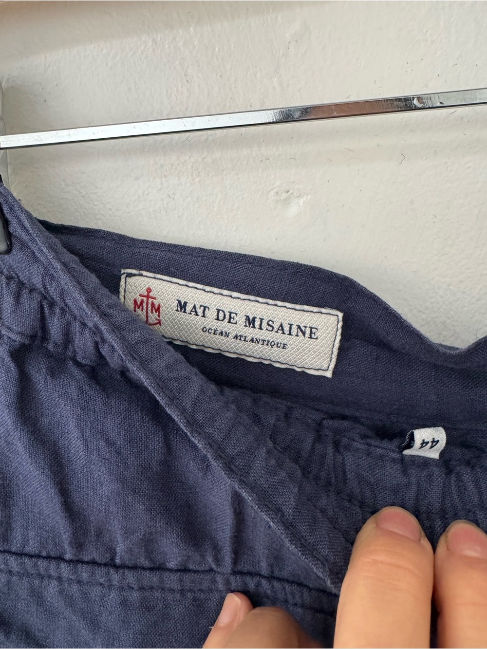 MAT DE MISAINE wide pull on linen pants navy size LARGE / 12 - Picture 6 of 9